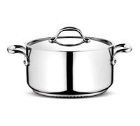 Accademia Lagofusion Casserole Fonda avec 2 poignées et Couvercle, Acier Inoxydable, Argent, 22 cm [585]