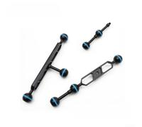 Accarugty Bras d'éclairage pour caméra de plongée avec double tête sphérique de 2,5 cm, tige d'extension en alliage d'aluminium 6061 pour photographie sous-marine, support anodisé dur compatible avec