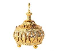 Accarugty Brûleur d'encens en métal décoratif arabe Bakhour Mabkhara pour la maison, le bureau, la méditation, la salle de yoga, l'hôtel, motif peint à la main, couvercle sûr, 8 x 19 cm (A)