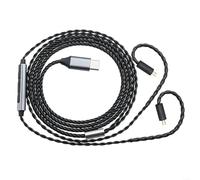 Accarugty Câble d'écouteurs détachable avec micro, fil OFC plaqué argent, 0,78 mm 2 broches et connecteurs MMCX/A2DC, crochet d'oreille ergonomique, pour Shure IEM, noir (bouche plate 0,78)