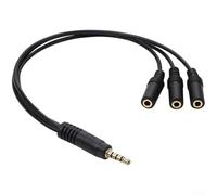 Accarugty Câble répartiteur audio 3,5 mm, 1 à 6 écouteurs et extension de microphone, norme TRRS CTIA pour ordinateur, smartphone, tablette, lecteur MP3, noir (un tiers)