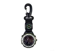 Accarugty Chronomètre de poche multifonction, boussole de randonnée avec minuteur, compte à rebours en plein air, outil de recherche de direction de camping, mousqueton léger (olive)