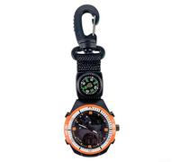 Accarugty Chronomètre de poche multifonction, boussole de randonnée avec minuteur, compte à rebours en plein air, outil de recherche de direction de camping, mousqueton léger (orange)