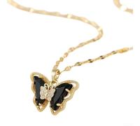 Accarugty Collier avec pendentif papillon coloré pour femme - Chaîne en cuivre, longueur réglable de 41 à 50 cm, 12 x 4 x 1 cm - Accessoire de bijoux en zircon (violet)