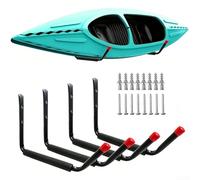 Accarugty Crochets de rangement muraux pour planche de surf, canoë et garage Solution d'organisation Capacité 45 kg Acier carbone (rouge)
