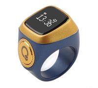 Accarugty IQibla Bague numérique étanche pour bague Zikr avec compteur, vibration, connectivité et affichage prenant en charge cinq temps de prière quotidiens (18 mm, bleu)