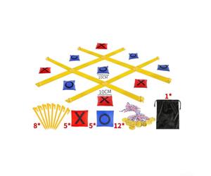 Accarugty Jeu de lancer Tic-Tac-Toe en forme de pouf portable, kit d'intégration sensorielle ABS pour enfants âgés de 3 à 12 ans, ensemble d'activités de fête de jardin (kit 1 jaune)