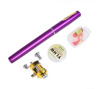 Accarugty Kit de canne à pêche avec moulinet - 97 cm télescopique en fibre de carbone / métal - Pour la pêche combinée - 5 sections - Design compact - 140 g - Pour débutant (Y4516 Violet)