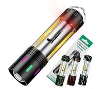 Accarugty Lampe torche rechargeable haute puissance avec portée de 500 m et zoom réglable, lanterne LED multi-mode pour le camping et la randonnée, design résistant à l'eau (A)