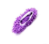 Accarugty Pantoufles de nettoyage, en microfibre chenille pour lavage du sol, chaussures antidérapantes pour la maison, la cuisine, la salle de bain, patins réutilisables et lavables (violet)