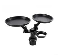 Accarugty Porte-gobelet de voiture rotatif à 360 degrés avec plateau alimentaire et support de téléphone, support multifonction avec base réglable, pour la plupart des véhicules, ABS robuste, noir (C)