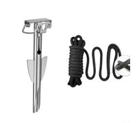 Accarugty Sable robuste en acier inoxydable pour kayak, canoë et petit bateau de pêche, spirale pour un maintien sûr sur le sable et la boue, piquet de bateau, argent (ancre + corde en nylon)