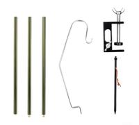Accarugty Support de lampe de camping, poteau réglable en alliage d'aluminium avec crochet en acier inoxydable, support de lampe de table portable pour randonnée en plein air et tente d'éclairage