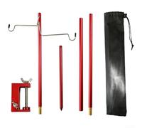Accarugty Support de lanterne de camping, poteau de lumière portable, trépied pliable pour tente, support de lampe de pêche réglable, piquet en alliage d'aluminium, support au sol pour (rouge)