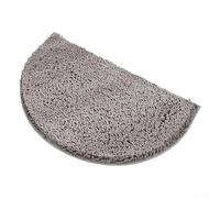 Accarugty Tapis de salle de bain chenille super absorbant pour semi-circulaire avec dos antidérapant en PVC, lavable en machine, bleu brumeux, 50 x 80 cm (PVC, beige rose)
