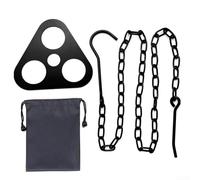 Accarugty Trépied de camping suspendu en acier inoxydable avec chaîne réglable pour cuisine en plein air, barbecue et pique-nique (Noir)