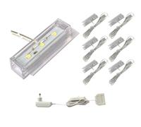 ACCE Éclairage de sol en verre LED, éclairage de vitrine et d'étagère, 2D ou 3D en kit, lumière blanche chaude, alimentation électrique incluse (Lot de 6)