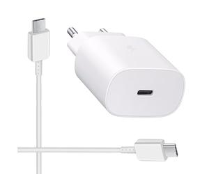 acce2s Chargeur Complet pour Samsung Galaxy A37 A57 A26 A56 A36 A16 A07 A53 A52s A06 A35 A55 A25 A15 A05s A41 A42 A51 5G A21s A02s A31 A52 5 A12 A70 A14 A71 A50 A20e A8 .. 25W Cable USB-C 120 cm