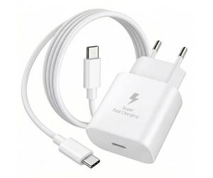 acce2s Chargeur Complet pour Samsung Galaxy Note 20 5G 10 Lite 20 Ultra 10 Plus 8 9 10, Fold, A37 A57 A56 A26 A36 A16 A53 A52s A05s A35 A25 A55 A15 A02s A31 A21s A12 A42 A41 .. 25W Cable USB-C 120 cm