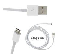 acce2s Forever - Câble Micro USB Blanc 2M pour Oppo A15 - AX7 - RX17 Neo