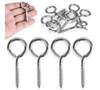 AccEncyc Lot de 10 crochets à œillet à vis de 6,3 cm en acier inoxydable très résistants à visser pour bois, sécuriser les câbles