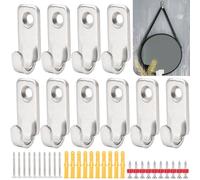 AccEncyc Lot de 10 crochets muraux en forme de J en acier inoxydable 304 pour cadre photo, miroir