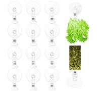 AccEncyc Lot de 12 pinces à légumes pour aquarium en forme d'algues - Support à large ouverture - Ventouses - Pinces à algues pour eau douce et marine (métal)