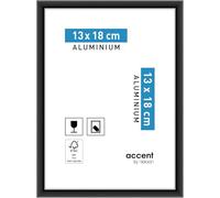 Cadre photo aluminium noir Accent l.13 x H.18 cm