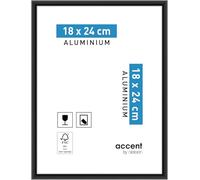 accent by nielsen cadre photo, 18 x 24 cm, aluminium, Noir mat, cadre photopour poser et accrocherau format paysage et portrait, verre véritable, Accent