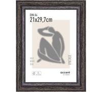 accent by nielsen cadre photo, 21 x 29,7 cm (A4), bois, Noir, cadre documentpour accrocherau format paysage et portrait, verre véritable, Vintage