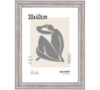 accent by nielsen cadre photo, 30 x 40 cm, bois, Blanc, cadre photopour accrocherau format paysage et portrait, verre véritable, Vintage