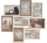 Accent by Nielsen Cadre photo en bois pour 8 photos 10 x 15 cm - Cadre photo mural multi-ouvertures - Couleurs mélangées - Avec façade en verre