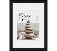 accent by nielsen cadre photoavec passe-partout, 21 x 29,7 cm (A4), bois, Noir, cadre documentpour accrocherau format paysage et portrait, verre véritable, Apollon