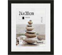 accent by nielsen cadre photoavec passe-partout, 24 x 30 cm, bois, Noir, cadrepour accrocherau format paysage et portrait, verre véritable, Apollon