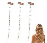 Accent de cheveux de sirène de plage, épingle à cheveux inspirée de l’océan avec breloques en forme d’étoile de mer et de perles bleues, accessoires de cheveux Boho Clip pour la plage, mariage (3PCS)