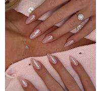 Accent - pointes de manucure brillantes à presser, couverture complète en amande, ensemble de pointes rose chair, 12 tailles pour un look quotidien et de fête à la maison