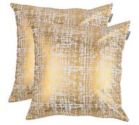 ACCENTHOME 100% Coton Toile carrée Feuille d'or Housse de Coussin en Coton imprimé, taie d'oreiller pour Chaise canapé canapé, Pack de 2 pièces 45 x 45 cm en Design mash