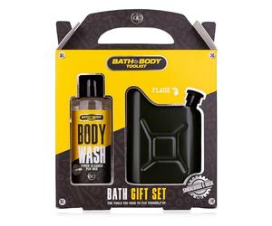 Accentra BATH + BODY TOOLKIT Coffret cadeau pour homme avec flasque en forme de bidon - Kit d'entretien pour homme avec gel douche et gel de bain 100 ml au design cool