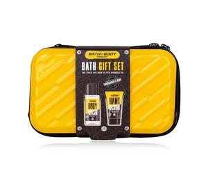 Accentra BATH + BODY TOOLKIT Coffret cadeau pour homme, dans un étui rigide, ensemble de bain et de douche avec bois de santal et musc, avec gel douche 100 ml et gommage à main 50 ml, kit de voyage