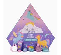 Accentra Calendrier de l'Avent MAGICAL UNICORN & MERMAID dans une boîte en forme de diamant pour filles, double face, contenant 24 surprises, cadeau de Noël, période de l'Avent, licorne, sirène