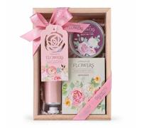 Accentra coffret cadeau en bois 100 g sels de bain roses et pétales blancs