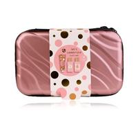 Accentra - Coffret cadeau Let's celebrate en étui rigide - Coffret bain et douche avec Tea Rose & Velvet, gel douche, lotion pour le corps, shampoing, coffret bien-être de voyage pour femme
