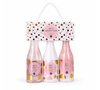 Accentra Coffret cadeau LET'S CELEBRATE Tea Rose & Velvet sel de bain | Assortiment beauté prêt à offrir, flacons esprit prosecco champagne, gel douche, lait corporel, cristaux, palette poudrée