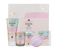 accentra Coffret cadeau RELAXING SPA pour femmes 5 pièces - coffret de bain avec bougie parfumée, savon, crème pour les mains, beurre corporel et bombe de bain- coffret bien-être pour femmes et filles