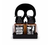 Accentra coffret cadeau ROCKSTAR gel bain et douche shampooing santal | Idée présent originale avec plateau noir motif skull, ambiance musicale, accessoire déco pour salle bains, routine cheveux