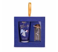 Accentra coffret de bain ANGEL crème mains Warm Vanilla bleu or Noël | Boîte prête à offrir, pendentif ailé inclus, anse textile, présentation festive, attention soin durant l’Avent et l’hiver