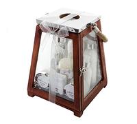 accentra Coffret de bain pour femmes, 8 produits de bien-être au parfum apaisant de thé blanc et une bougie emballés dans une grande lanterne en bois