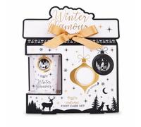 Accentra coffret soin des pieds WINTER GLAMOUR Vanilla Musk cadeau | Écrin festif blanc or noir, lotion et chaussettes douillettes taille unique, rituel cocooning pour l’Avent à offrir