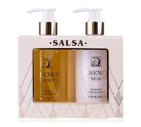 Accentra Coffret soin mains SALSA ESSENCE OF BEAUTY, savon liquide 270ml, crème mains et ongles 270ml, distributeur, parfum Orange et Fleur de Citronnier, cadeau idéal