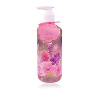 Accentra Distributeur de savon Blessom avec savon pour les mains - Distributeur de savon liquide dans un distributeur décoratif rose avec fleurs - 290 ml - Parfum : rose lilas - Idée cadeau pour femme
